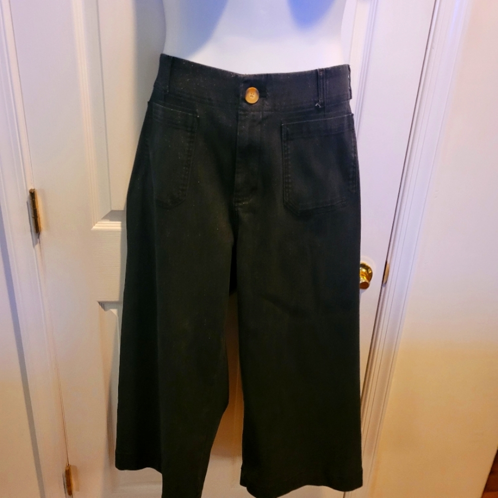 Maeve the Colette.High rise wide leg jeans. Black Denim. Size 18. Shimmery.